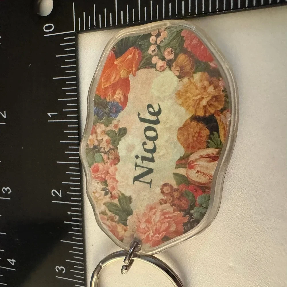 Nicole Name Keychain Floral Print Vintage Meaning Victory‎ Of The People